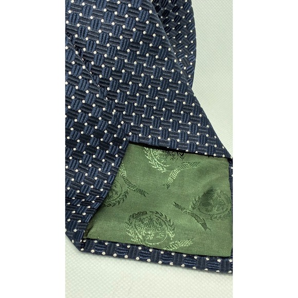 Tommy Hilfiger Mens Navy Blue Geometric Dot Silk Necktie Made in USA WPL 2831 - Picture 4 of 10